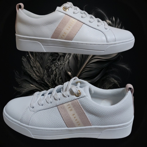 NEW Ted Baker Women Reese Lace Up Leather White/Pink Sneaker. Size 6 - Picture 6 of 15